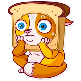 🍞 gatto, toast, divertente, cartone animato, adesivo telegram sticker