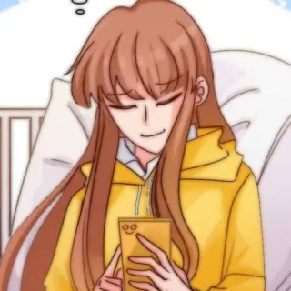 🎈 Anime, Frau, lächelnd, Hoodie, Handy whatsapp sticker