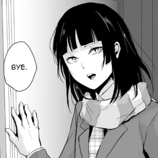 👋 BYE. anime, mangá, mulher, tchau telegram sticker