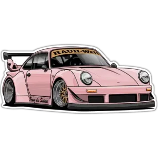 🚗 RAUH-Welt รถ, สีชมพู, ปอร์เช่, รถยนต์, ยานพาหนะ, Rauh Welt Begriff telegram sticker