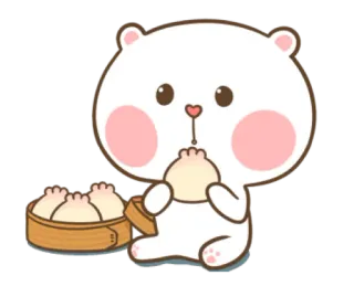 😶 oso, lindo, comida, empanadilla, comiendo, dibujos animados telegram sticker