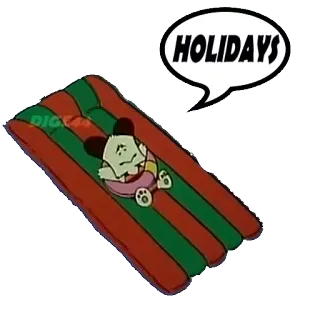 🏖 HOLIDAYS kreskówka, święta, wakacje, lato, materac, plaża telegram sticker