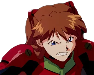 😠 Asuka Langley Soryu Neon Genesis Evangelion Anime, Personnage, Colère, Evangelion, Rouge, Mecha whatsapp sticker
