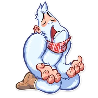 😫 Yeti, Monster, Bigfoot, Schnee, Kreatur, Cartoon, Winter telegram sticker