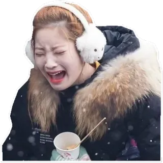 😫 wanita, menangis, musim dingin, dingin, salju, sedih, kesal, emosional telegram sticker