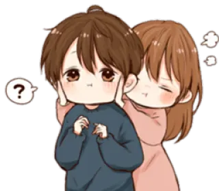☺️ ? słodkie, para, kreskówka, miłość, przytulanie, pytanie telegram sticker