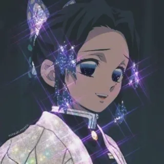 ⭐ Shinobu Kocho Demon Slayer anime, shinobu kocho, demon slayer, butterfly, manga, sparkling, portrait whatsapp sticker