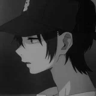 📎 Anime, Mangá, Personagem, Perfil, Retrato, Menino, Preto e branco telegram sticker
