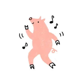 🎶 свинья, танцы, музыка, животное, милый, стикер telegram sticker
