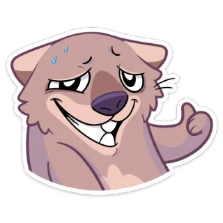 👍 lontra, animal, desenho animado, mamífero, suando, polegar para cima, preocupação, fofo telegram sticker