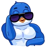😎 ptak, niebieski, okulary, mięsień, kreskówka telegram sticker