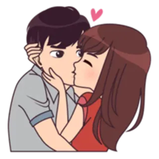😚 pasangan, cinta, ciuman, kartun, romantis, imut, hubungan telegram sticker
