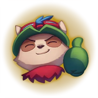 🎮 Teemo League of Legends video game, Teemo, League of Legends, emoticon, sticker, cute, thumbs up telegram sticker