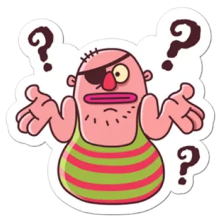 💢 dibujos animados, pirata, signos de interrogación, confusión, pegatina, personaje whatsapp sticker
