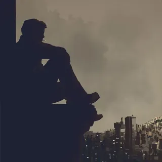 😞 Silhouette, Homme, Ville, Contemplatif, Urbain, Nuit whatsapp sticker