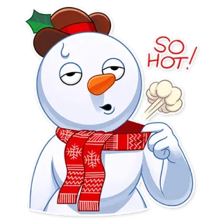 🔥 SO HOT! muñeco de nieve, caliente, invierno, navidad, gracioso, dibujos animados whatsapp sticker