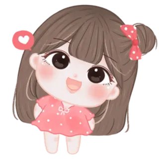 🎀 cartoon, girl, cute, heart, polka dots telegram sticker
