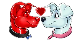 ❤️ perro, amor, pareja, dibujos animados, lindo, corazón telegram sticker