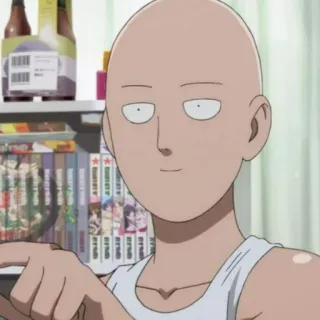 📎 Saitama One-Punch Man Saitama, One-Punch Man, anime, manga, calvo, héroe, divertido telegram sticker