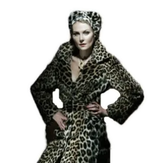 🐆 Leopardenmuster, Pelzmantel, Frau, Mode telegram sticker
