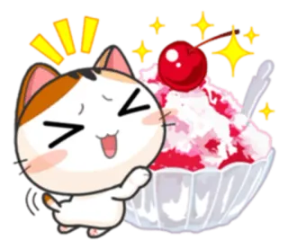 🍧 cat, cartoon, kawaii, cute, ice cream, dessert, cherry telegram sticker
