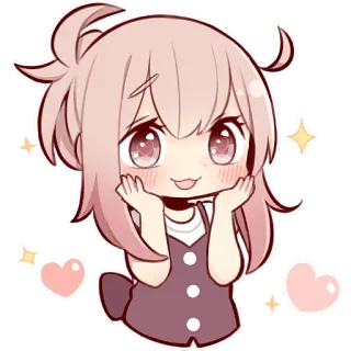 🥰 Anime, Ragazza, Carina, Adesivo, Capelli rosa, Chibi telegram sticker
