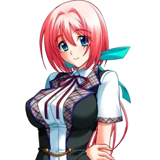 🍑 Anime, Manga, Fille, Personnage, Cheveux Rouges, Uniforme Scolaire telegram sticker