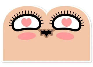 😍 Desenho animado, Fofo, Olhos, Coração, Rosto, Personagem telegram sticker