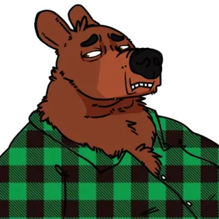 😬 หมี, การ์ตูน, สัตว์, ลายสก็อต, ผ้าสักหลาด telegram sticker