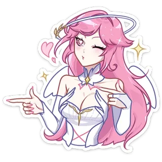 😉 Anime, Chica, Ángel, Kawaii, Lindo, Guiño telegram sticker