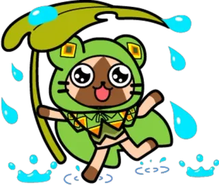 ☔ 괴물, 카와이, 행복한, 비, 애니메이션, 쾌활한, 귀여운, 의인화 telegram sticker