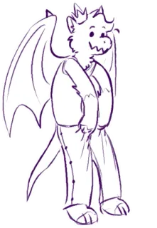 😐 Dragón, Furry, Antropomórfico, Dibujo animado, Boceto, Fantasía, Criatura, Animal telegram sticker