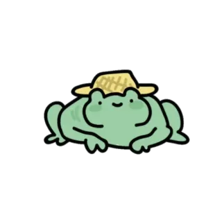 🚜 ếch, dễ thương, mũ, động vật, hoạt hình telegram sticker