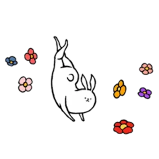 🌸 autocollant, lapin, fleurs, mignon, dessin animé whatsapp sticker