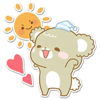 😄 desenho animado, urso, sol, kawaii, fofo, dormindo, coração, alegre telegram sticker