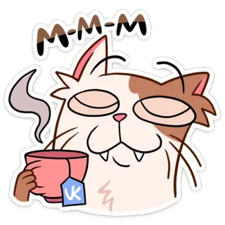 ☕️ m-m-m Katze, Tee, niedlich, Cartoon, Tier, Getränk, entspannend telegram sticker
