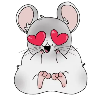 😍 ratón, dibujos animados, ojos de corazón, amor, animal, lindo telegram sticker