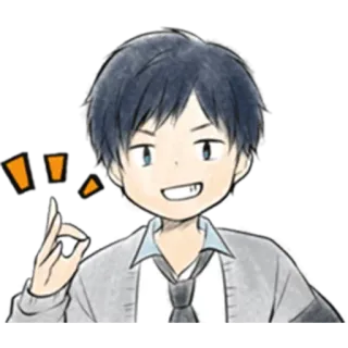 👌 Anime Junge, Cartoon Figur, Sticker, Junge, Fröhlich telegram sticker