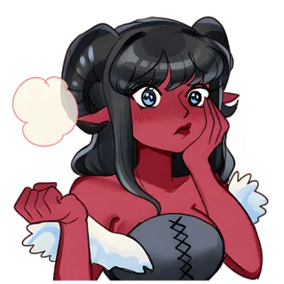 🤔 anime, demon girl, cartoon, horns, fantasy telegram sticker