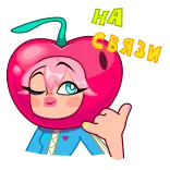 🤙 さくらんぼ, キャラクター, ピンク, ウインク, 漫画, 女の子, 可愛い telegram sticker