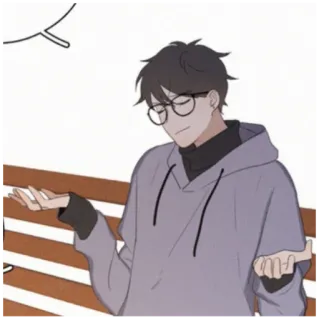 🙂 mężczyzna, okulary, bluza z kapturem, styl anime, kreskówka telegram sticker