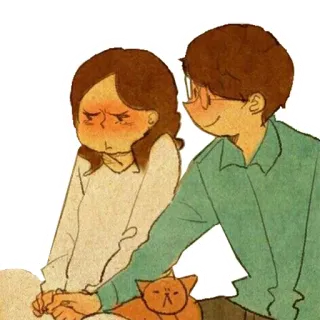 🖐 пара, любовь, кот, милый, мультфильм, отношения telegram sticker
