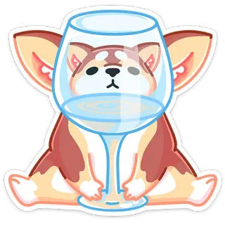🍷 강아지, 애완동물, 시바견, 와인잔, 귀여운, 귀여운, 스티커 telegram sticker