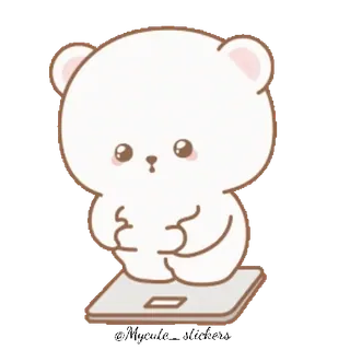 🐻 熊, 可爱, 卡通, 体重秤, 甜 telegram sticker