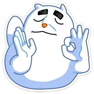 👌 binatang, beruang, ok, gestur, putih telegram sticker