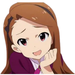 😃 anime, gadis, kartun, berambut cokelat, tersenyum telegram sticker