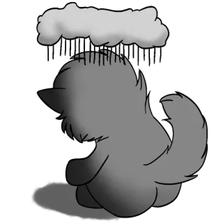 😔 gato, triste, lluvia, nube, gris, dibujo animado telegram sticker