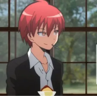 🌪 Karma Akabane Assassination Classroom anime, boy, red hair, school, lollipop, dessert, character telegram sticker