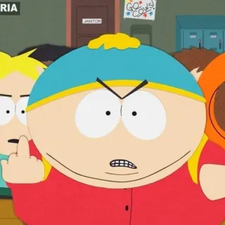 😡 Eric Cartman South Park 埃里克·卡特曼, 南方公园, 卡通, 中指, 冒犯性手势 telegram sticker