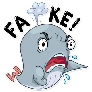 😤 FAKE! wal, cartoon, sticker, fake, genervt, ausruf telegram sticker